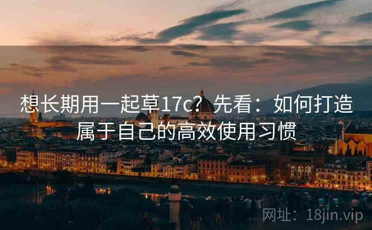 想长期用一起草17c？先看：如何打造属于自己的高效使用习惯  第1张