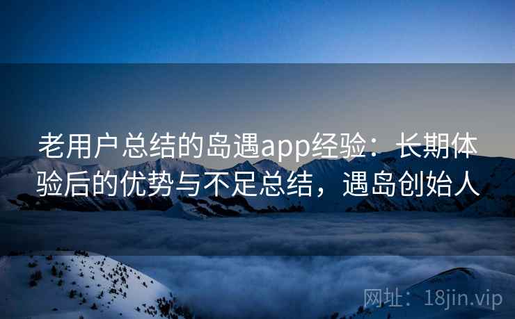 老用户总结的岛遇app经验：长期体验后的优势与不足总结，遇岛创始人